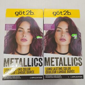 got2b Metallics Permanent Hair Color Amethyst Chrome‎ Vibrant Color - 2 Boxes
